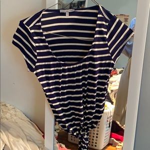 Cropped navy striped top